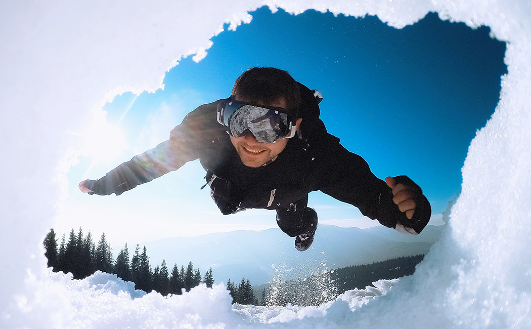 Person Diving into the Snow